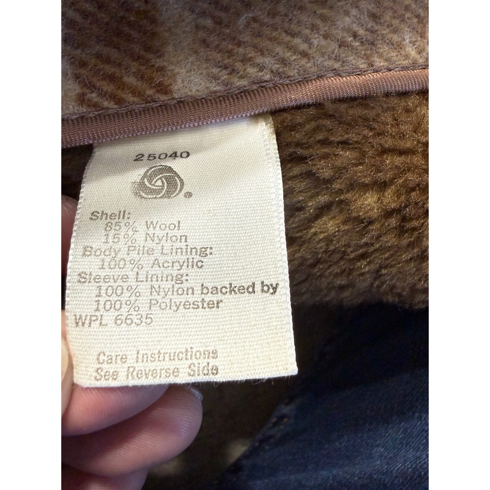 Vintage 1960s Woolrich Wool Plaid Jacket Brown Faux Fur Lined Talon Zip Mens S - Picture 9 of 10